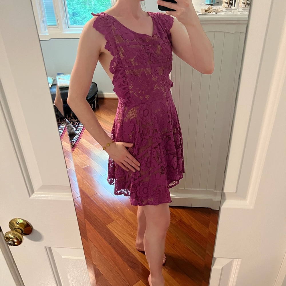 For love and lemons purple lace dress altered to fit a size 6